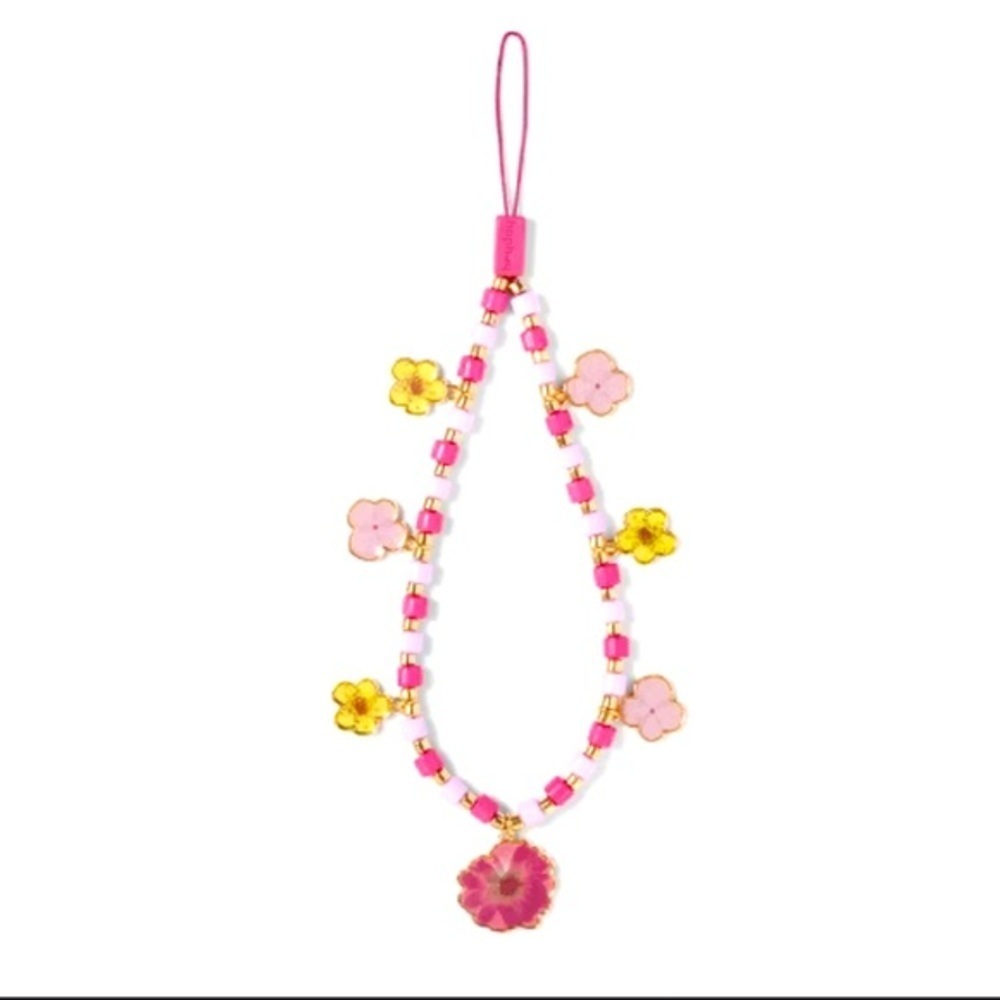 Heyday tech wrist lanyard pink purple floral beaded accessories smartphones New
